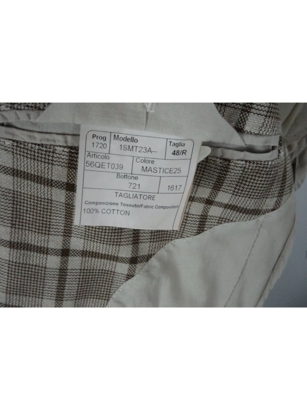 Tagliatore Brown Plaid 100% Cotton Sport Coat Jacket Sz 38R US Brand New - Picture 8 of 8